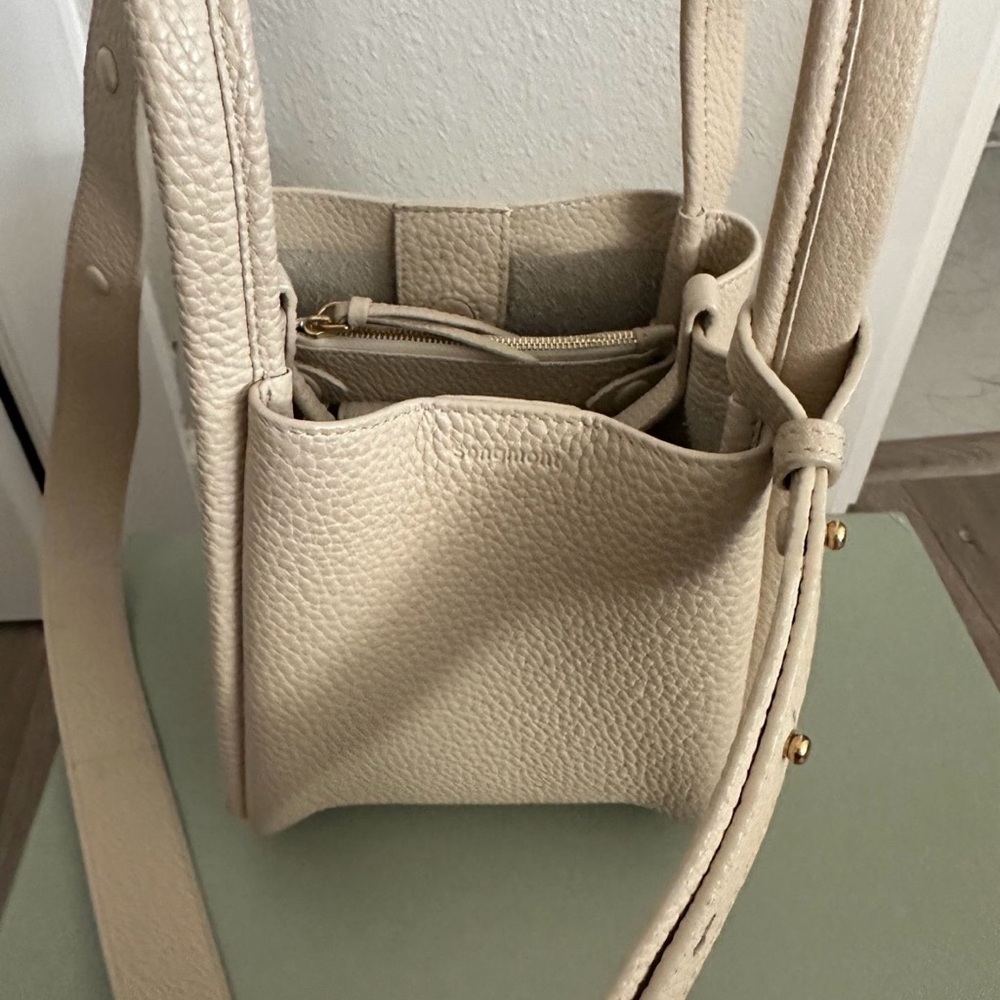 Songmont Cream Textured Shoulder Bag